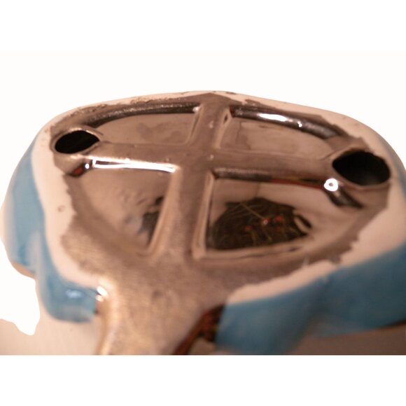 Vintage Rare Art Glass Manta Ray Stingray Aqua and Silver Beautiful - Picture 5 of 7